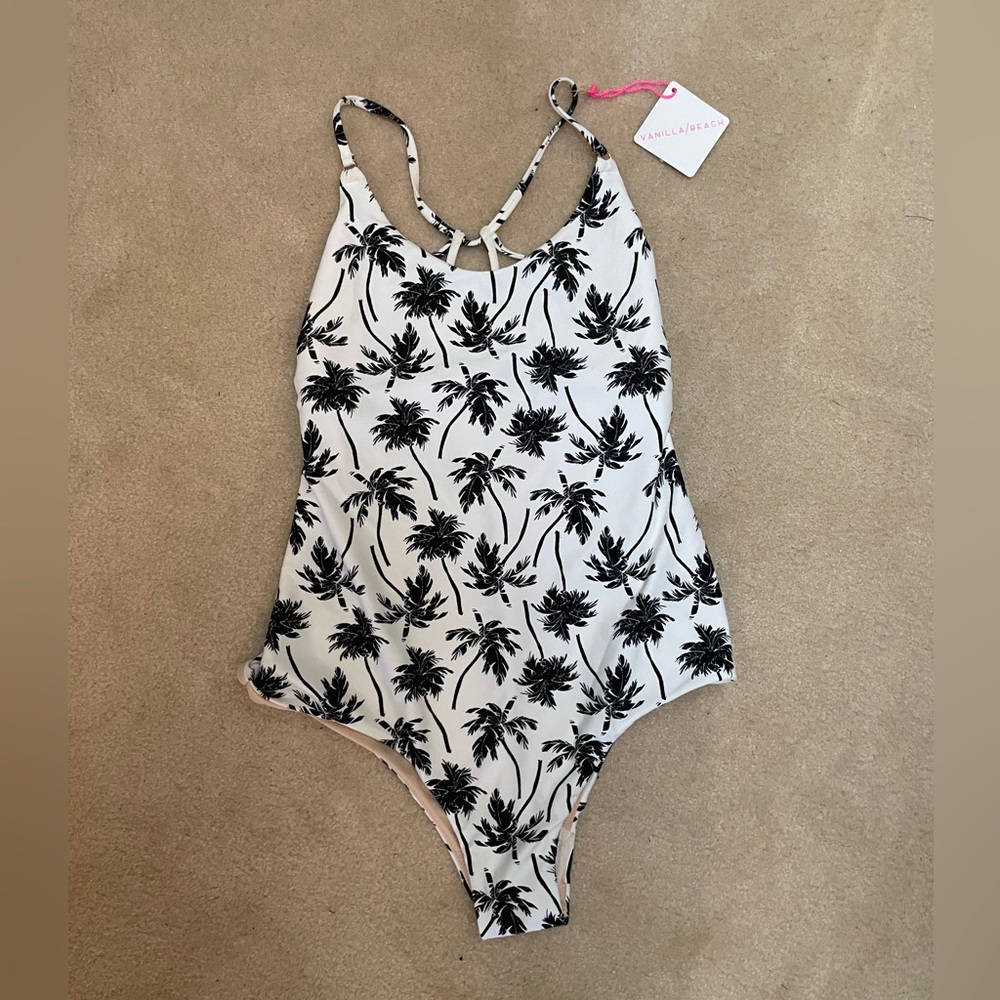 Target Black and White Palm Tree One Piece Swimsuit